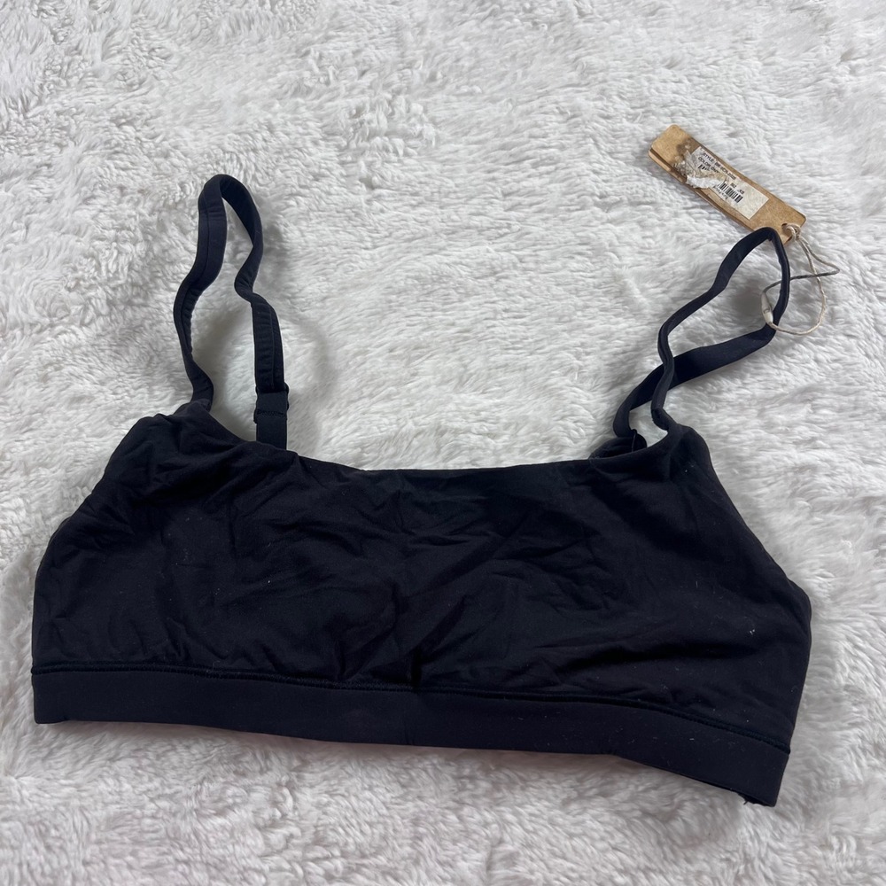SKIMS Cotton Jersey Scoop‎ Bralette Onyx Black BR-SCN-2025 Womens Size XS NWT